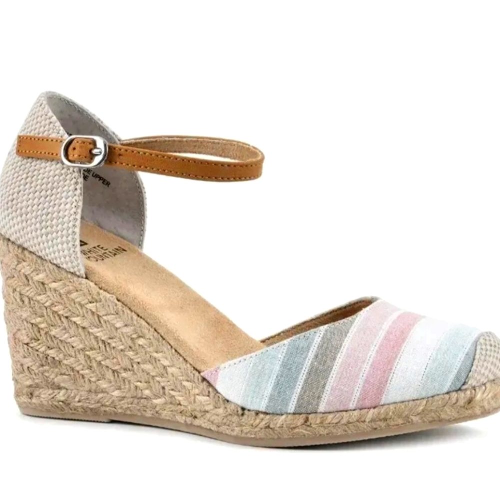 White Mountain Mamba Women's Espadrille Wedge Sandals Sage Multi Stripe Size 10M